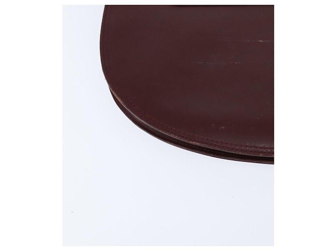 CARTIER Borsa a Spalla Must Line Pelle Bordeaux Oro Auth ki6148 D'oro Bordò - vista 12