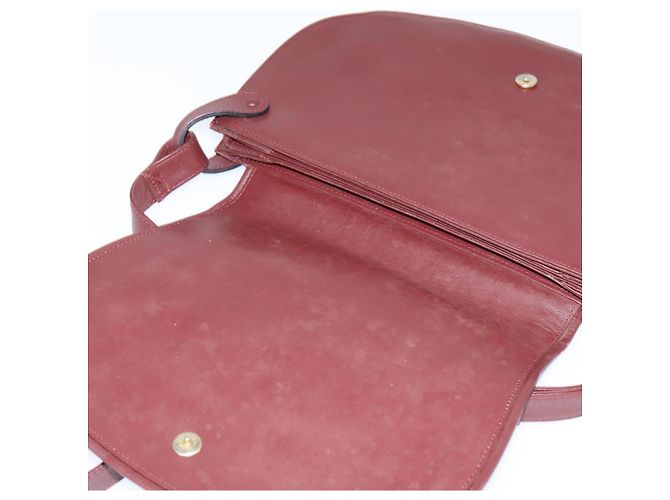 CARTIER Borsa a Spalla Must Line Pelle Bordeaux Oro Auth ki6148 D'oro Bordò - vista 14