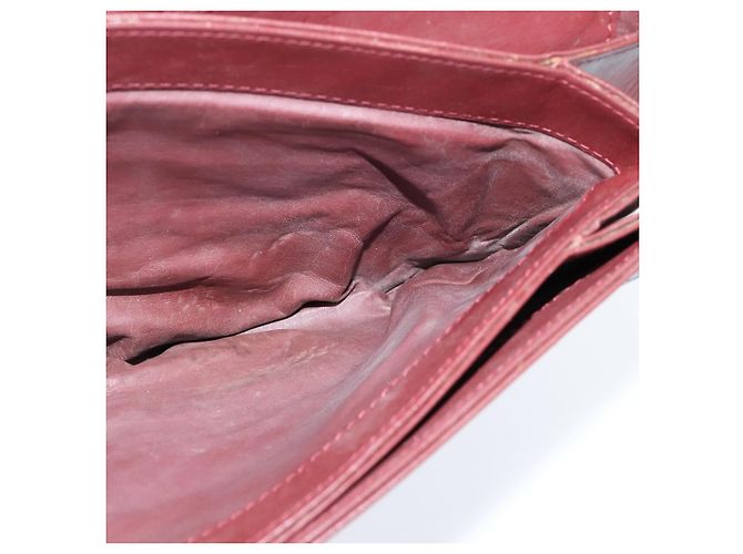 CARTIER Borsa a Spalla Must Line Pelle Bordeaux Oro Auth ki6148 D'oro Bordò - vista 17