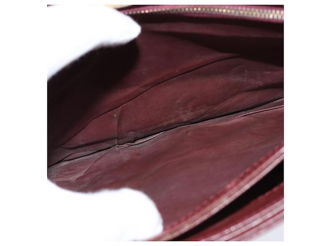 CARTIER Borsa a Spalla Must Line Pelle Bordeaux Oro Auth ki6148 D'oro Bordò - vista 19