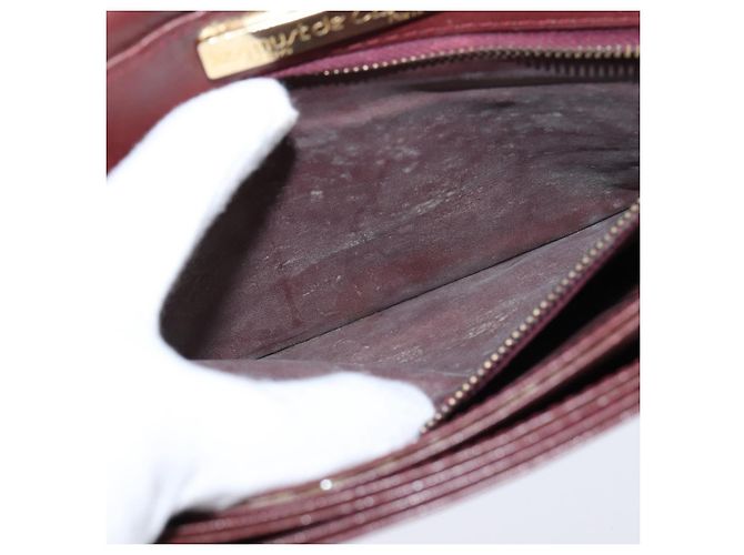 CARTIER Borsa a Spalla Must Line Pelle Bordeaux Oro Auth ki6148 D'oro Bordò - vista 21