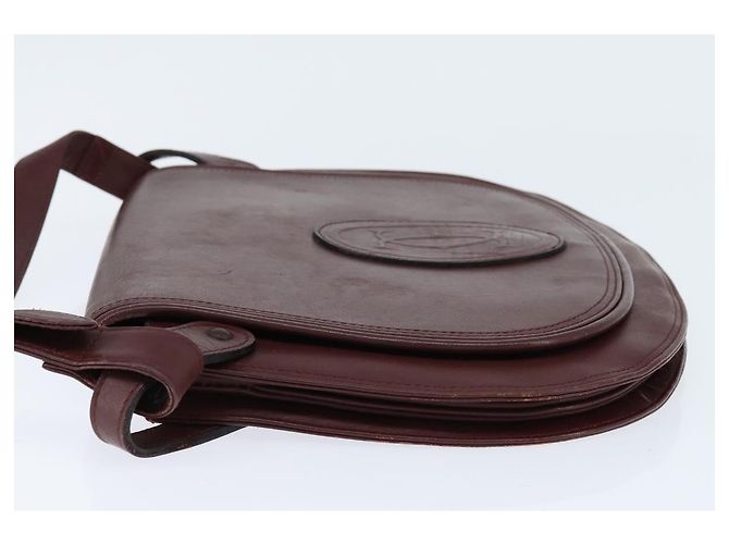 CARTIER Borsa a Spalla Must Line Pelle Bordeaux Oro Auth ki6148 D'oro Bordò - vista 4