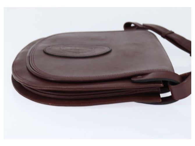 CARTIER Borsa a Spalla Must Line Pelle Bordeaux Oro Auth ki6148 D'oro Bordò - vista 5