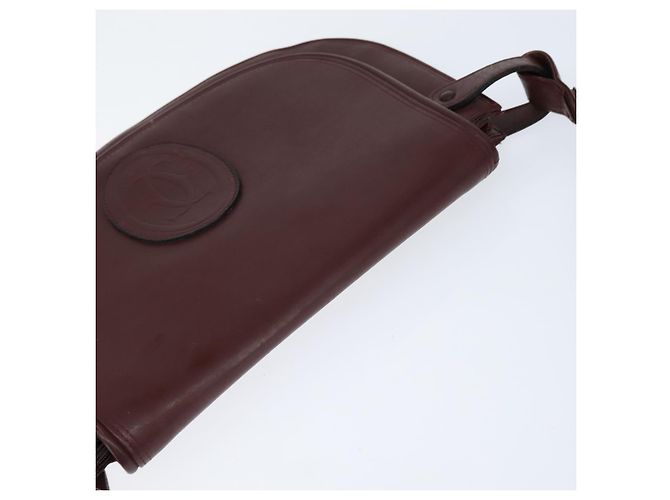 CARTIER Borsa a Spalla Must Line Pelle Bordeaux Oro Auth ki6148 D'oro Bordò - vista 6