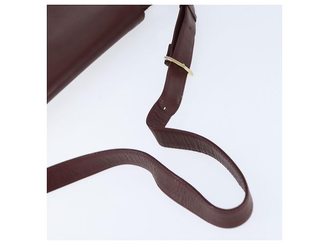 CARTIER Borsa a Spalla Must Line Pelle Bordeaux Oro Auth ki6148 D'oro Bordò - vista 7
