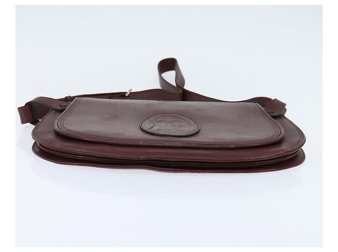 CARTIER Borsa a Spalla Must Line Pelle Bordeaux Oro Auth ki6148 D'oro Bordò - vista 9