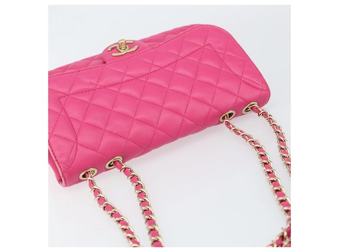 CHANEL Mini Matelassé Borsa a Spalla con Catena in Pelle di Agnello Rosa Oro CC Auth 150617 D'oro - vista 6