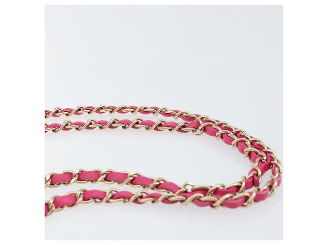 CHANEL Mini Matelassé Borsa a Spalla con Catena in Pelle di Agnello Rosa Oro CC Auth 150617 D'oro - vista 8