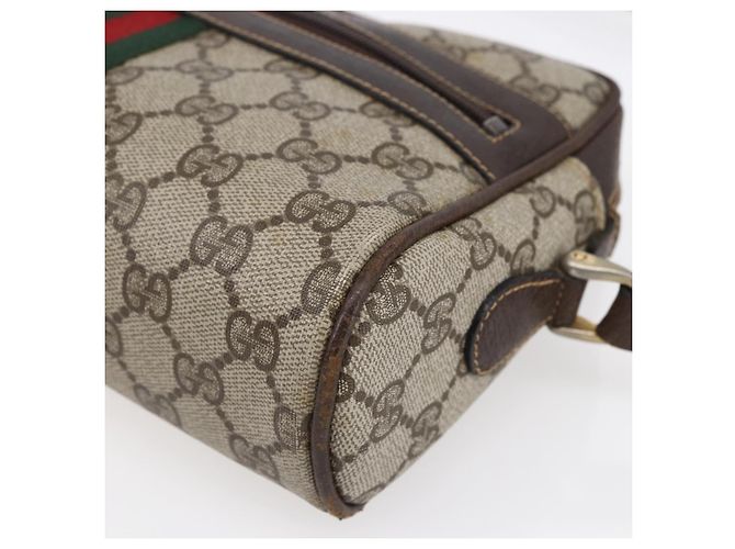 Borsa a Spalla Gucci GG Supreme Web Sherry Line PVC Beige Oro 010 378 Auth 150379 D'oro - vista 10