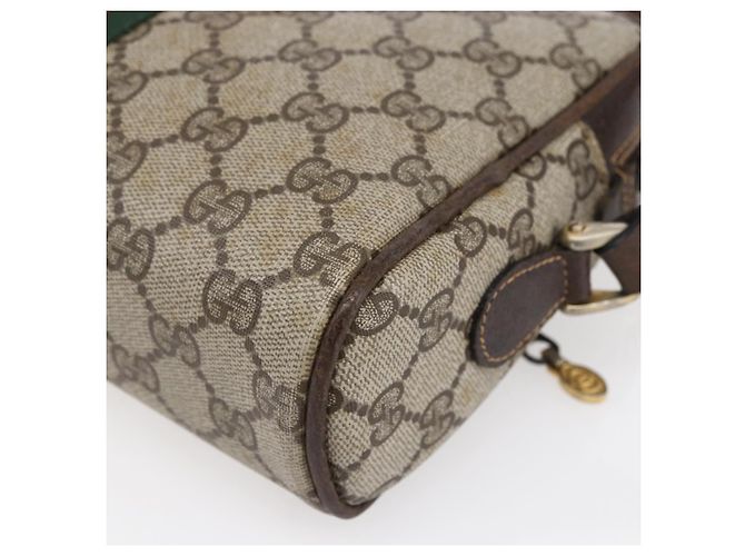 Borsa a Spalla Gucci GG Supreme Web Sherry Line PVC Beige Oro 010 378 Auth 150379 D'oro - vista 12