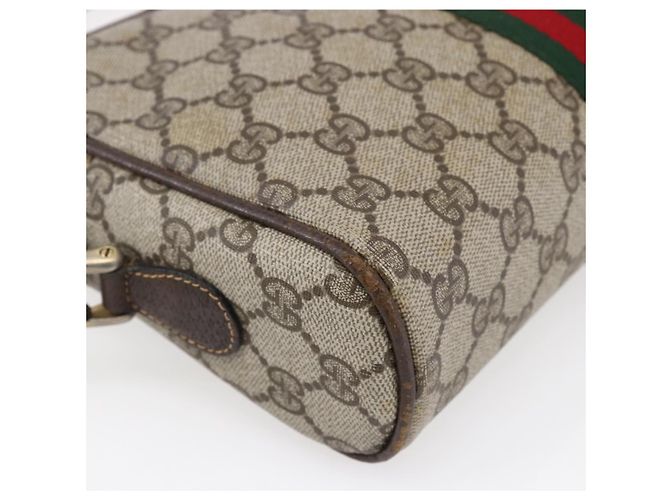 Borsa a Spalla Gucci GG Supreme Web Sherry Line PVC Beige Oro 010 378 Auth 150379 D'oro - vista 13