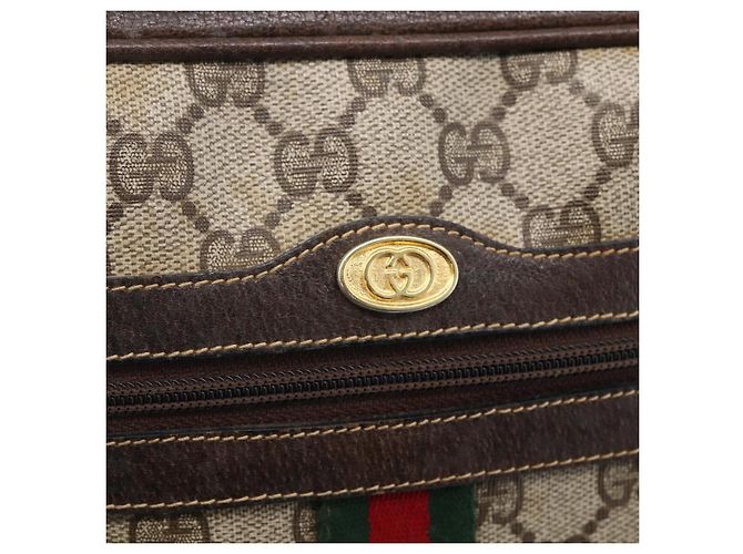 Borsa a Spalla Gucci GG Supreme Web Sherry Line PVC Beige Oro 010 378 Auth 150379 D'oro - vista 15
