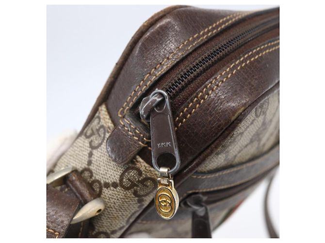 Borsa a Spalla Gucci GG Supreme Web Sherry Line PVC Beige Oro 010 378 Auth 150379 D'oro - vista 16