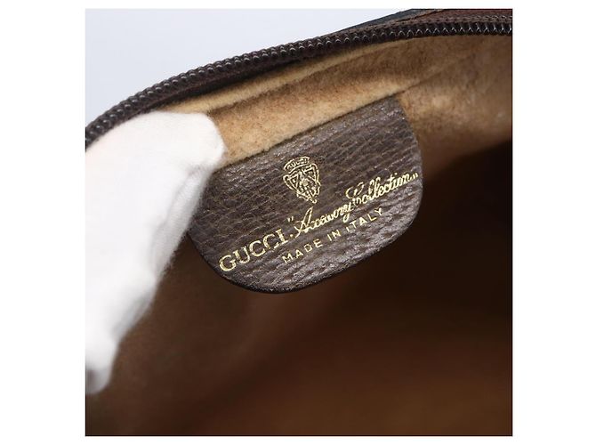 Borsa a Spalla Gucci GG Supreme Web Sherry Line PVC Beige Oro 010 378 Auth 150379 D'oro - vista 17