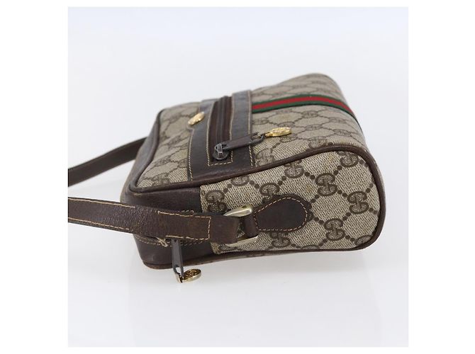 Borsa a Spalla Gucci GG Supreme Web Sherry Line PVC Beige Oro 010 378 Auth 150379 D'oro - vista 4