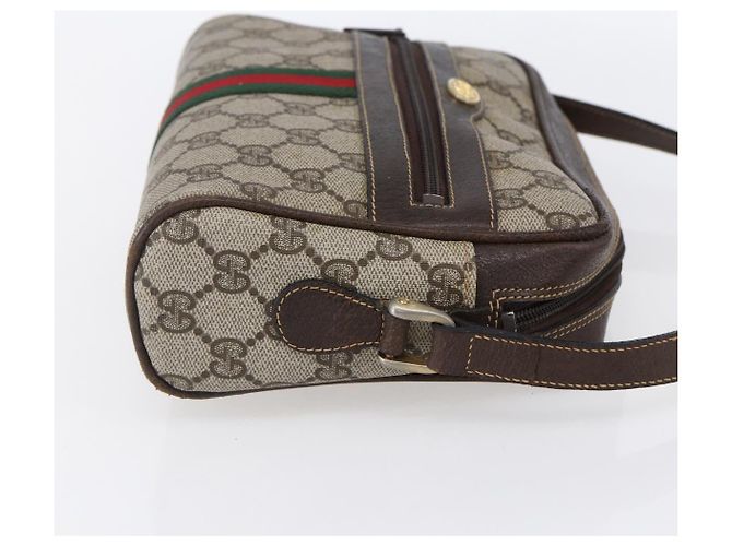 Borsa a Spalla Gucci GG Supreme Web Sherry Line PVC Beige Oro 010 378 Auth 150379 D'oro - vista 5