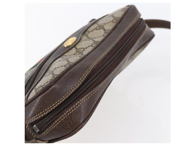 Borsa a Spalla Gucci GG Supreme Web Sherry Line PVC Beige Oro 010 378 Auth 150379 D'oro - vista 6