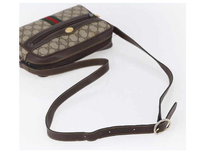 Borsa a Spalla Gucci GG Supreme Web Sherry Line PVC Beige Oro 010 378 Auth 150379 D'oro - vista 7