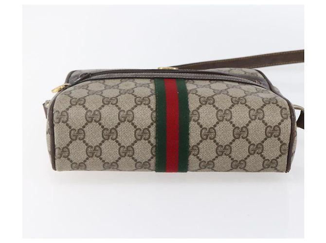 Borsa a Spalla Gucci GG Supreme Web Sherry Line PVC Beige Oro 010 378 Auth 150379 D'oro - vista 9