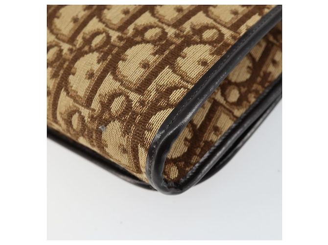 Bolso de Hombro de Lona Trotter Christian Dior Beige Dorado Auth 150566 - vista 12