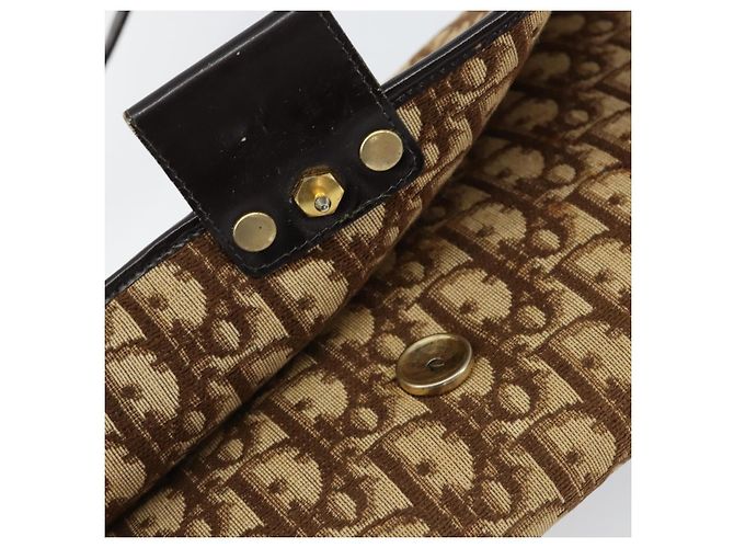 Bolso de Hombro de Lona Trotter Christian Dior Beige Dorado Auth 150566 - vista 15