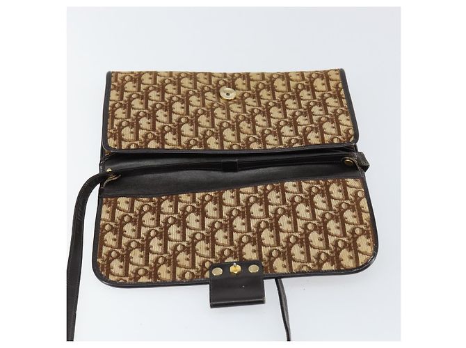 Bolso de Hombro de Lona Trotter Christian Dior Beige Dorado Auth 150566 - vista 17