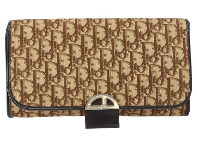 Bolso de Hombro de Lona Trotter Christian Dior Beige Dorado Auth 150566 - vista 2
