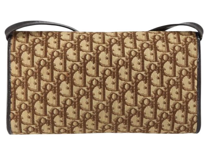 Bolso de Hombro de Lona Trotter Christian Dior Beige Dorado Auth 150566 - vista 3