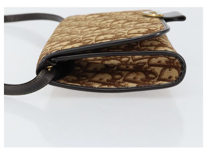Bolso de Hombro de Lona Trotter Christian Dior Beige Dorado Auth 150566 - vista 5
