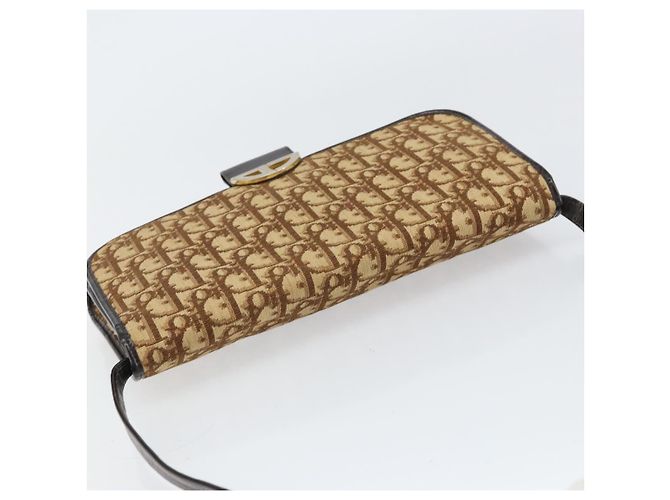 Bolso de Hombro de Lona Trotter Christian Dior Beige Dorado Auth 150566 - vista 6