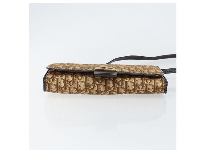 Bolso de Hombro de Lona Trotter Christian Dior Beige Dorado Auth 150566 - vista 9