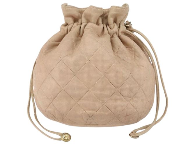 CHANEL Borsa a Spalla Matelassé in Pelle di Agnello Rosa Oro CC Auth bs30362 D'oro - vista 2