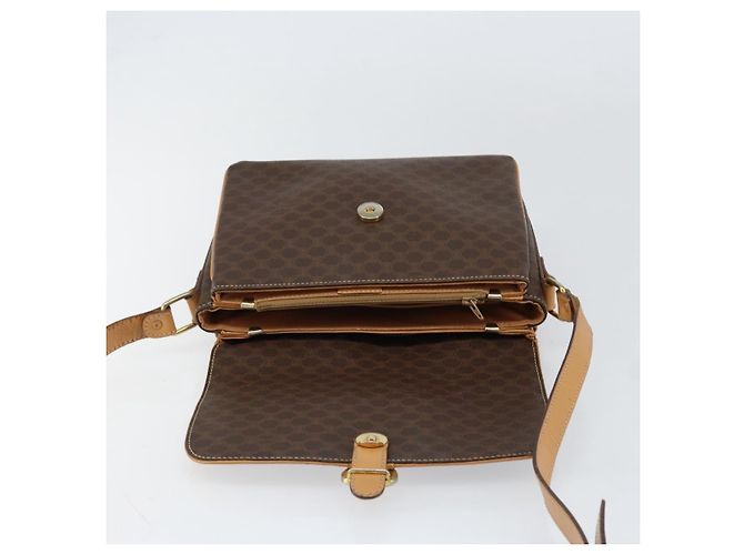 Céline Borsa a Spalla in Tela Macadam CELINE in Pelle PVC Marrone Oro Auth ka274 D'oro - vista 10