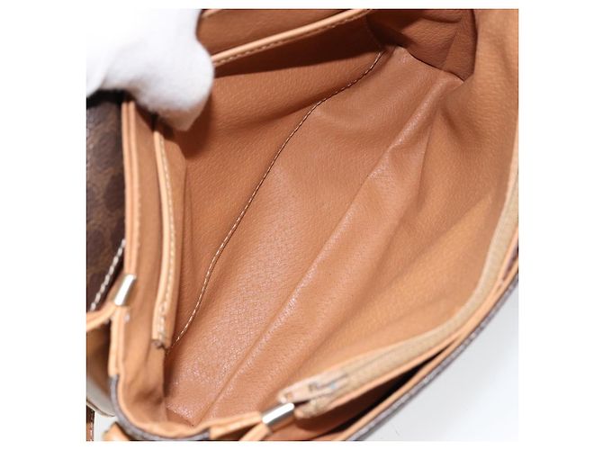 Céline Borsa a Spalla in Tela Macadam CELINE in Pelle PVC Marrone Oro Auth ka274 D'oro - vista 11