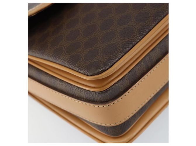Céline Borsa a Spalla in Tela Macadam CELINE in Pelle PVC Marrone Oro Auth ka274 D'oro - vista 14