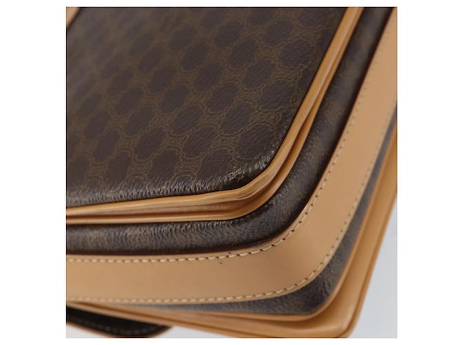 Céline Borsa a Spalla in Tela Macadam CELINE in Pelle PVC Marrone Oro Auth ka274 D'oro - vista 16