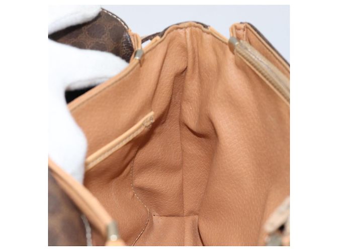 Céline Borsa a Spalla in Tela Macadam CELINE in Pelle PVC Marrone Oro Auth ka274 D'oro - vista 18
