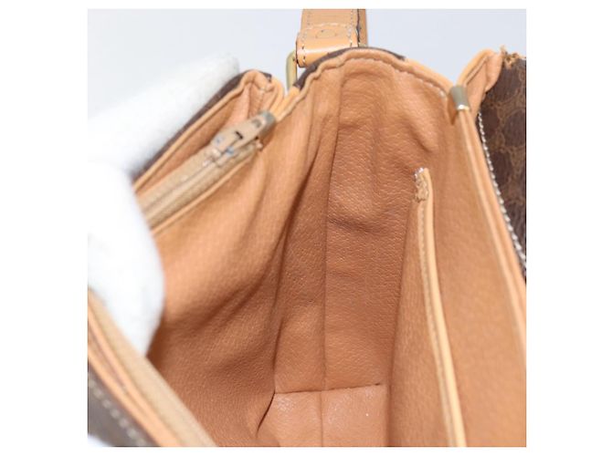 Céline Borsa a Spalla in Tela Macadam CELINE in Pelle PVC Marrone Oro Auth ka274 D'oro - vista 19