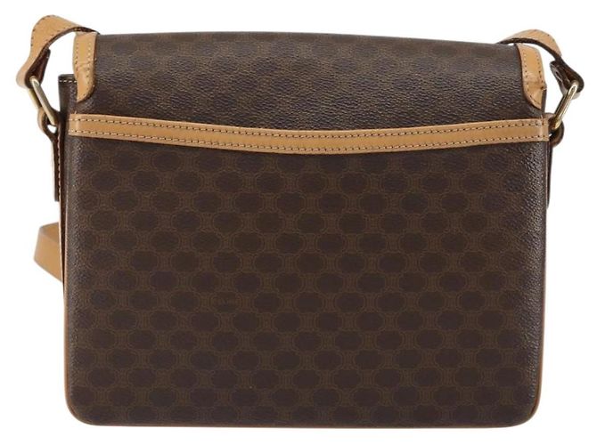 Céline Borsa a Spalla in Tela Macadam CELINE in Pelle PVC Marrone Oro Auth ka274 D'oro - vista 2
