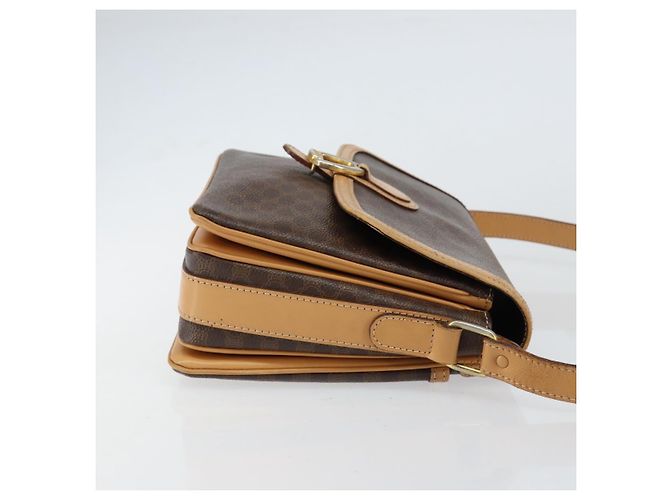 Céline Borsa a Spalla in Tela Macadam CELINE in Pelle PVC Marrone Oro Auth ka274 D'oro - vista 3