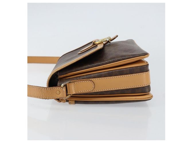 Céline Borsa a Spalla in Tela Macadam CELINE in Pelle PVC Marrone Oro Auth ka274 D'oro - vista 4