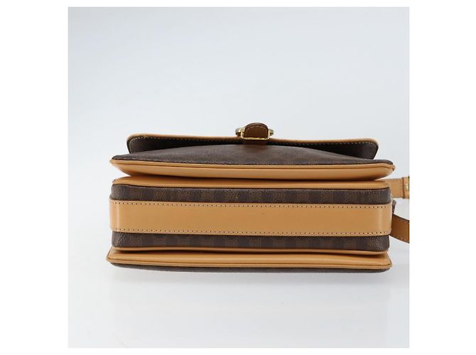 Céline Borsa a Spalla in Tela Macadam CELINE in Pelle PVC Marrone Oro Auth ka274 D'oro - vista 5