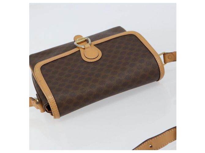 Céline Borsa a Spalla in Tela Macadam CELINE in Pelle PVC Marrone Oro Auth ka274 D'oro - vista 6