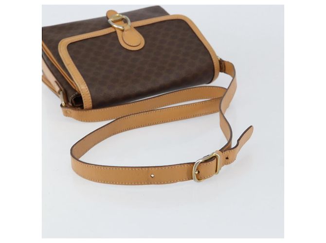 Céline Borsa a Spalla in Tela Macadam CELINE in Pelle PVC Marrone Oro Auth ka274 D'oro - vista 7