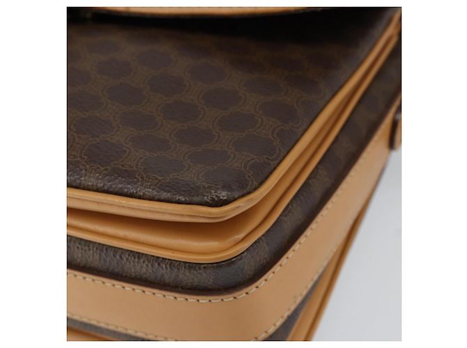 Céline Borsa a Spalla in Tela Macadam CELINE in Pelle PVC Marrone Oro Auth ka274 D'oro - vista 9