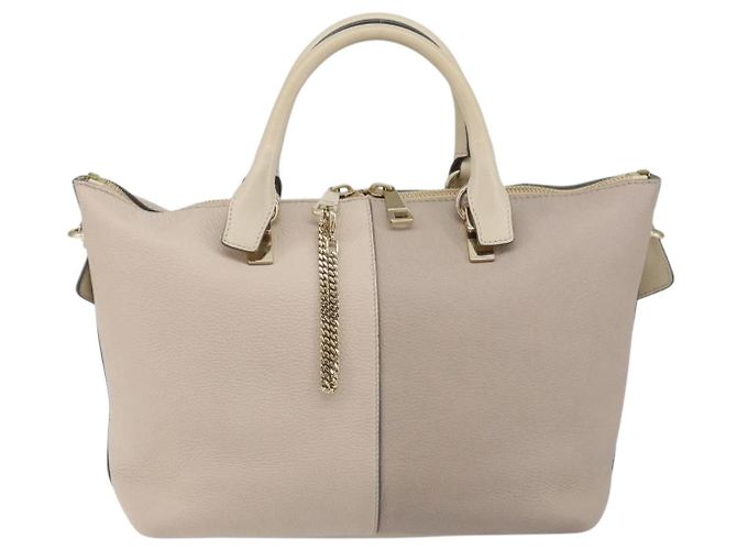 Chloé Borsa Chloe Bailey in pelle 2 vie grigia oro Auth BA7808 Marrone D'oro - vista 13