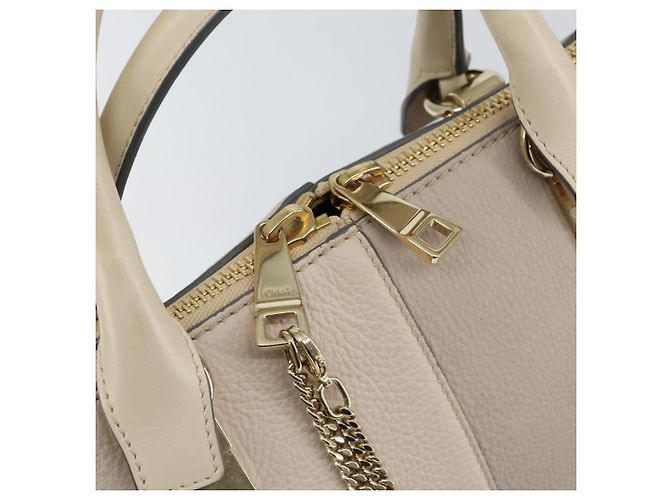 Chloé Borsa Chloe Bailey in pelle 2 vie grigia oro Auth BA7808 Marrone D'oro - vista 19