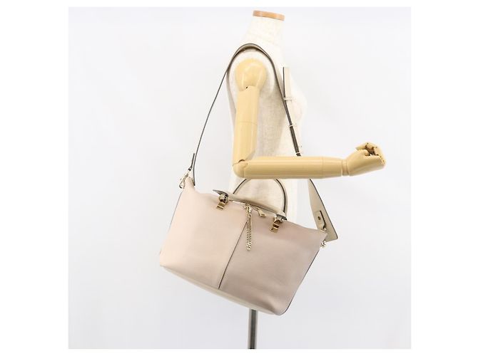 Chloé Borsa Chloe Bailey in pelle 2 vie grigia oro Auth BA7808 Marrone D'oro - vista 26