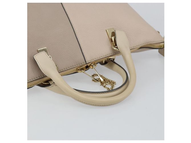Chloé Borsa Chloe Bailey in pelle 2 vie grigia oro Auth BA7808 Marrone D'oro - vista 7