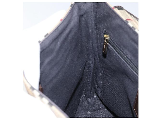 Borsa a Spalla Burberry Nova Check PVC Beige Oro Auth 153196 D'oro - vista 19